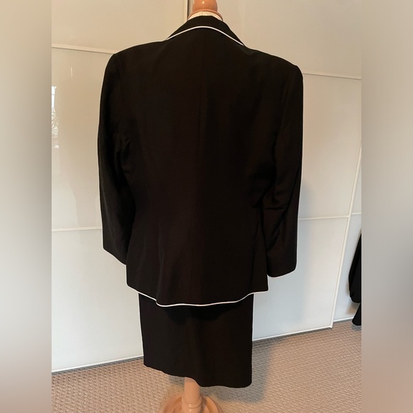 Ladies black suit with white piping - Picture 4 of 5